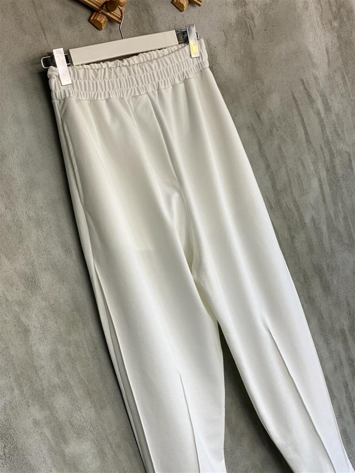 Yarı Çımalı Jogger Pantolon (Beyaz)