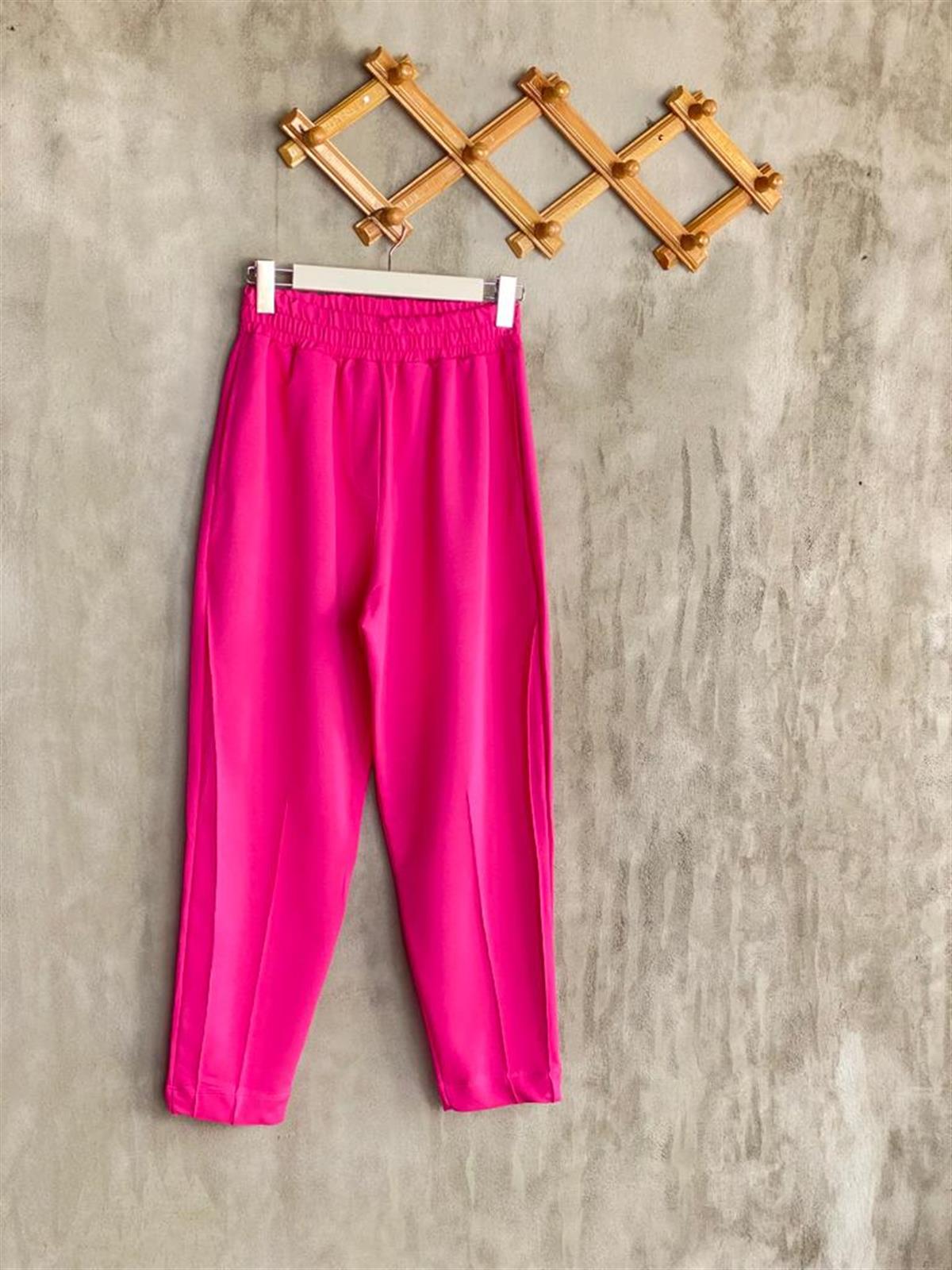 Yarı Çımalı Jogger Pantolon (Fuşya)