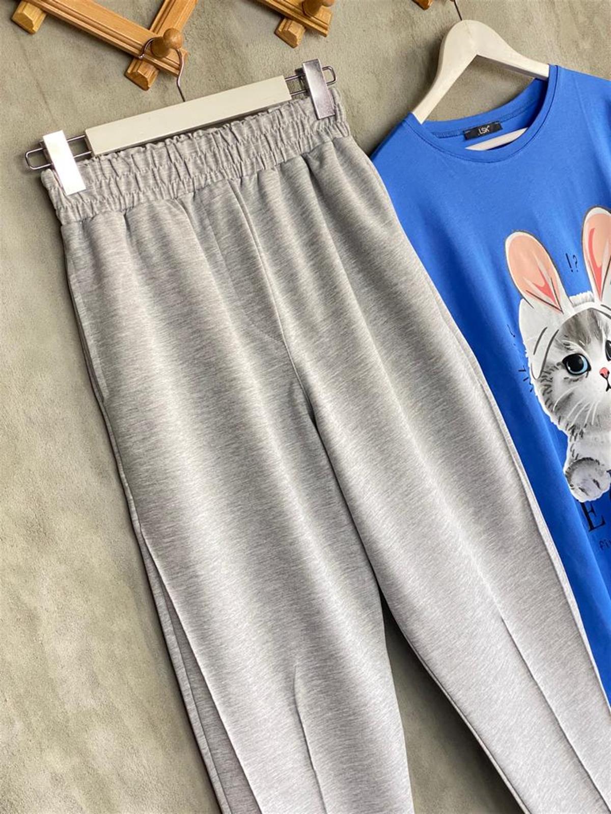 Yarı Çımalı Jogger Pantolon (Gri)