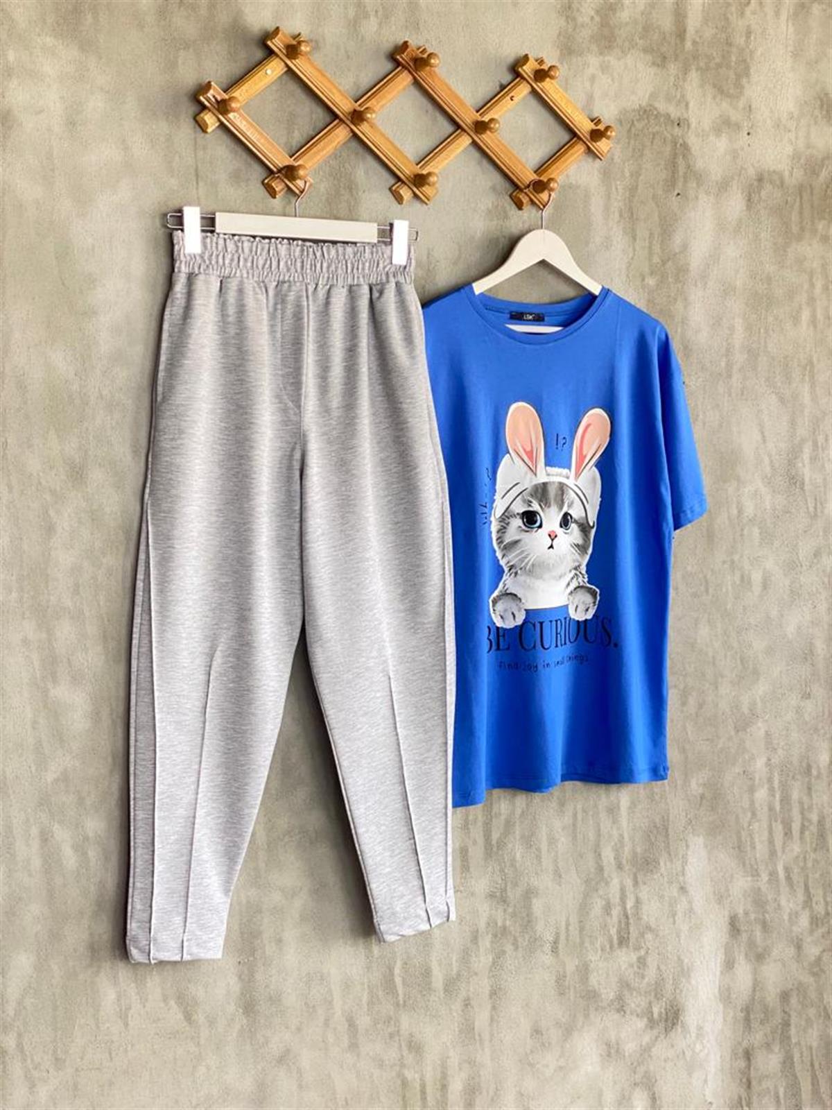 Yarı Çımalı Jogger Pantolon (Gri)