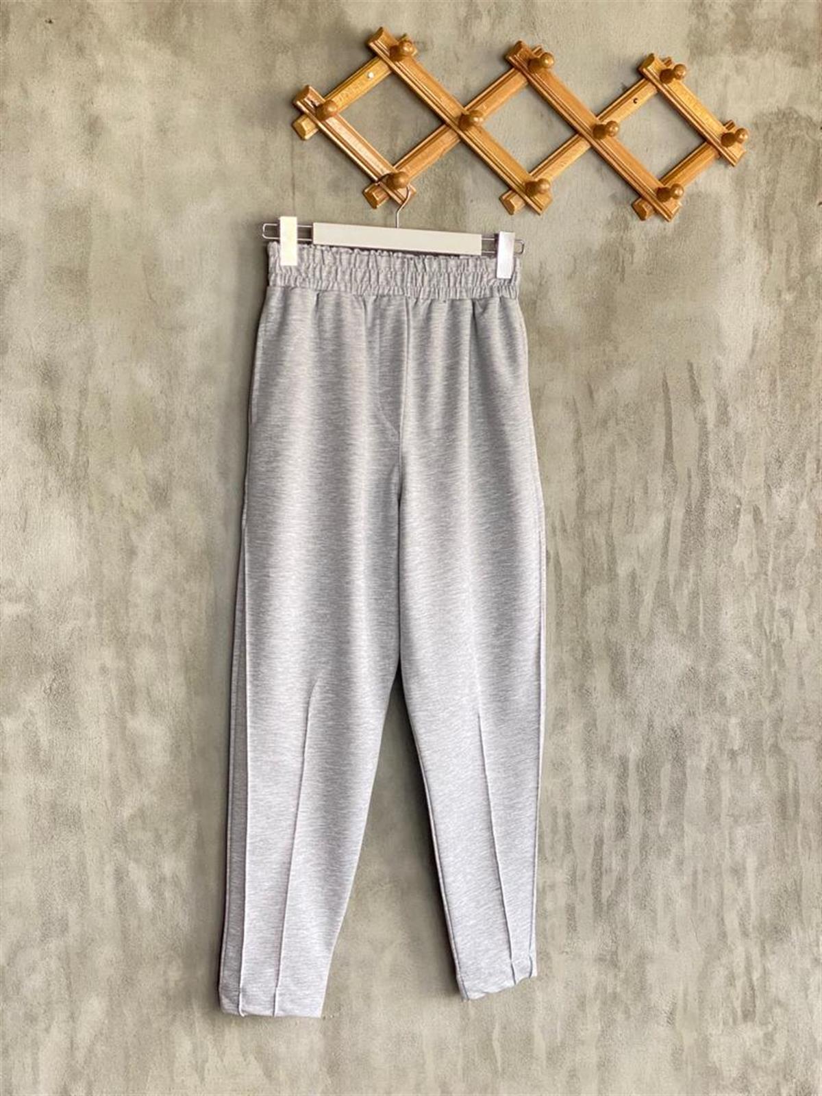 Yarı Çımalı Jogger Pantolon (Gri)