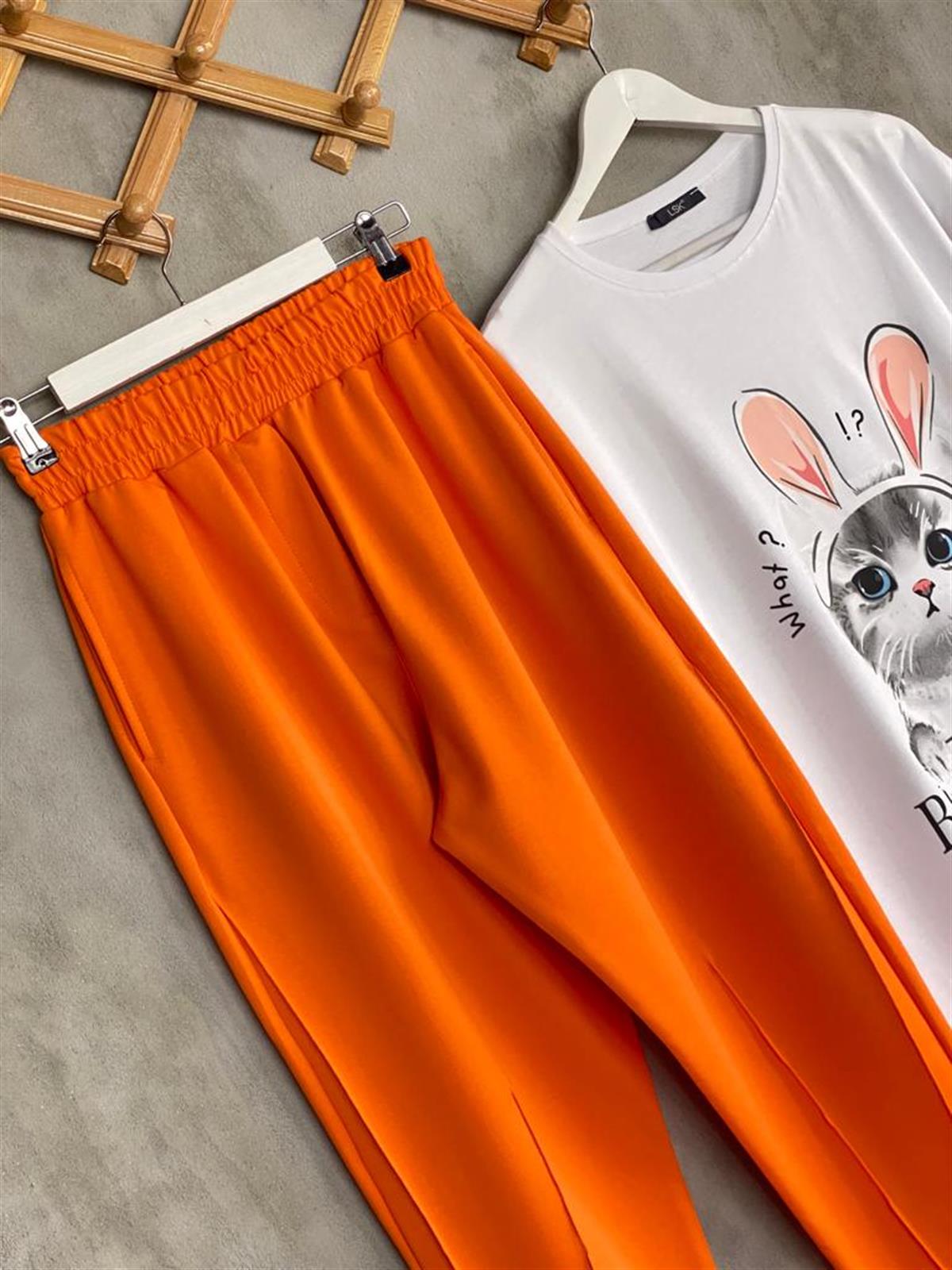 Yarı Çımalı Jogger Pantolon (Oranj)