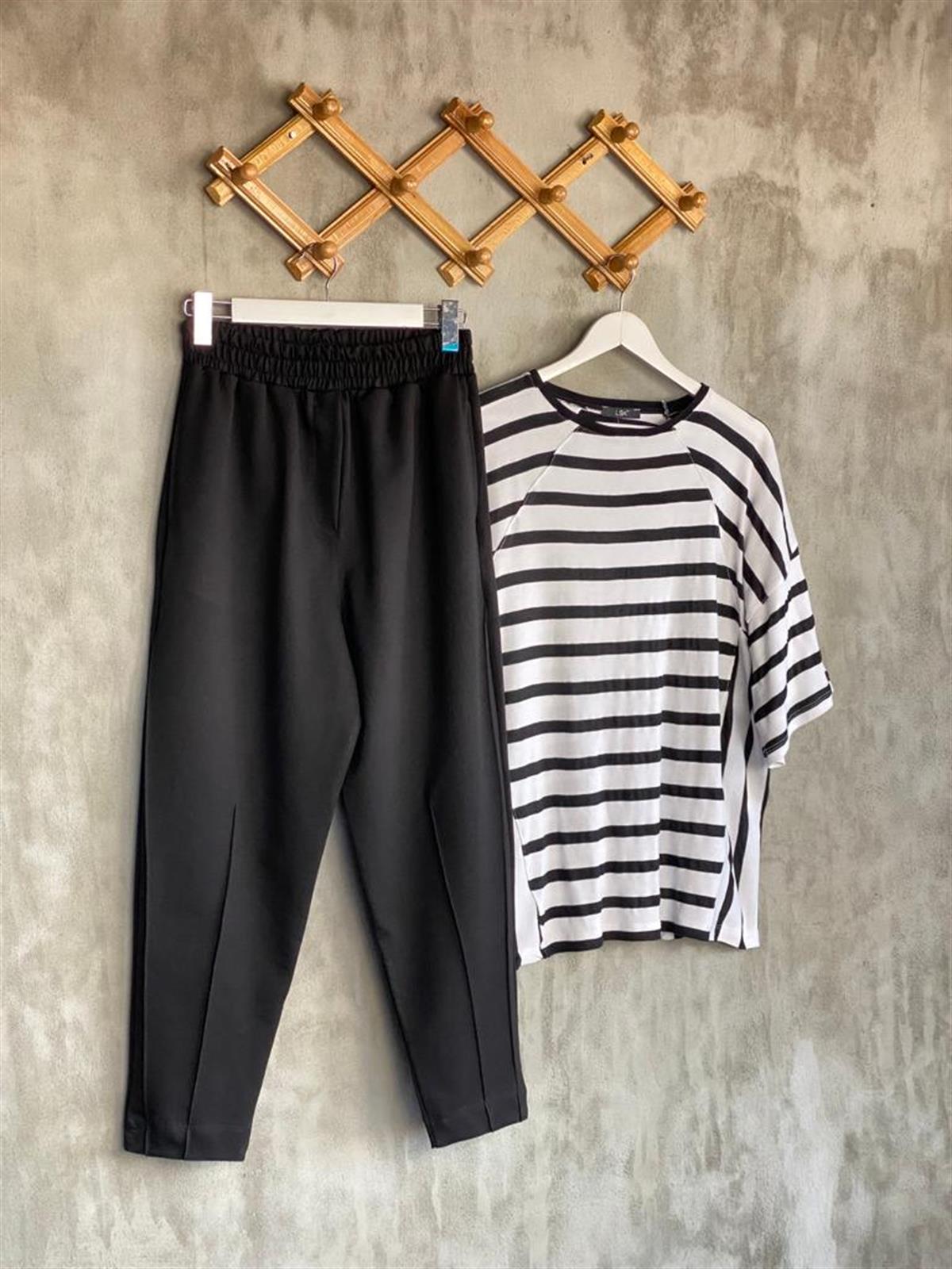 Yarı Çımalı Jogger Pantolon (Siyah)