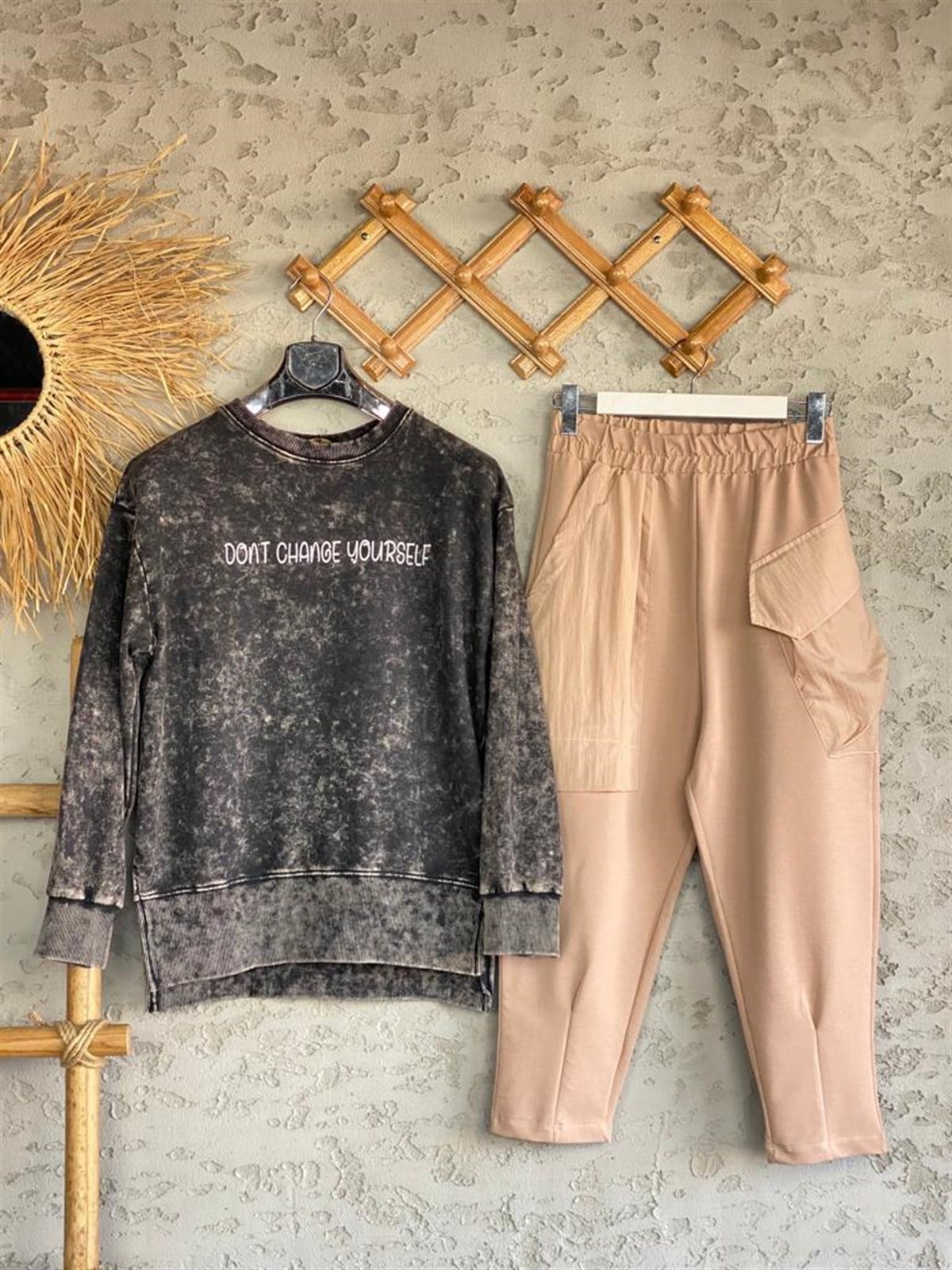 Yazı Baskılı Batik Sweat (Antrasit)
