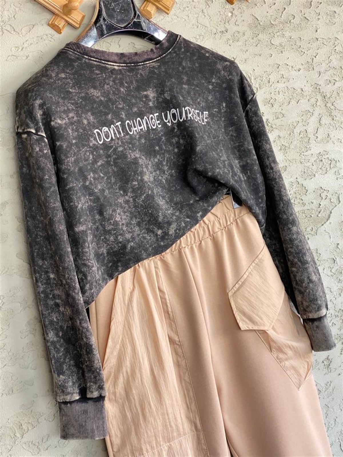 Yazı Baskılı Batik Sweat (Antrasit)