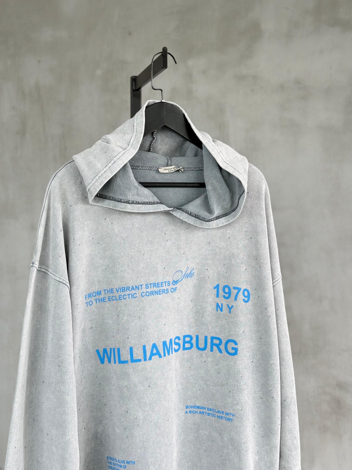 Yazı Baskılı Kapüşonlu Sweat (Gri Melanj)