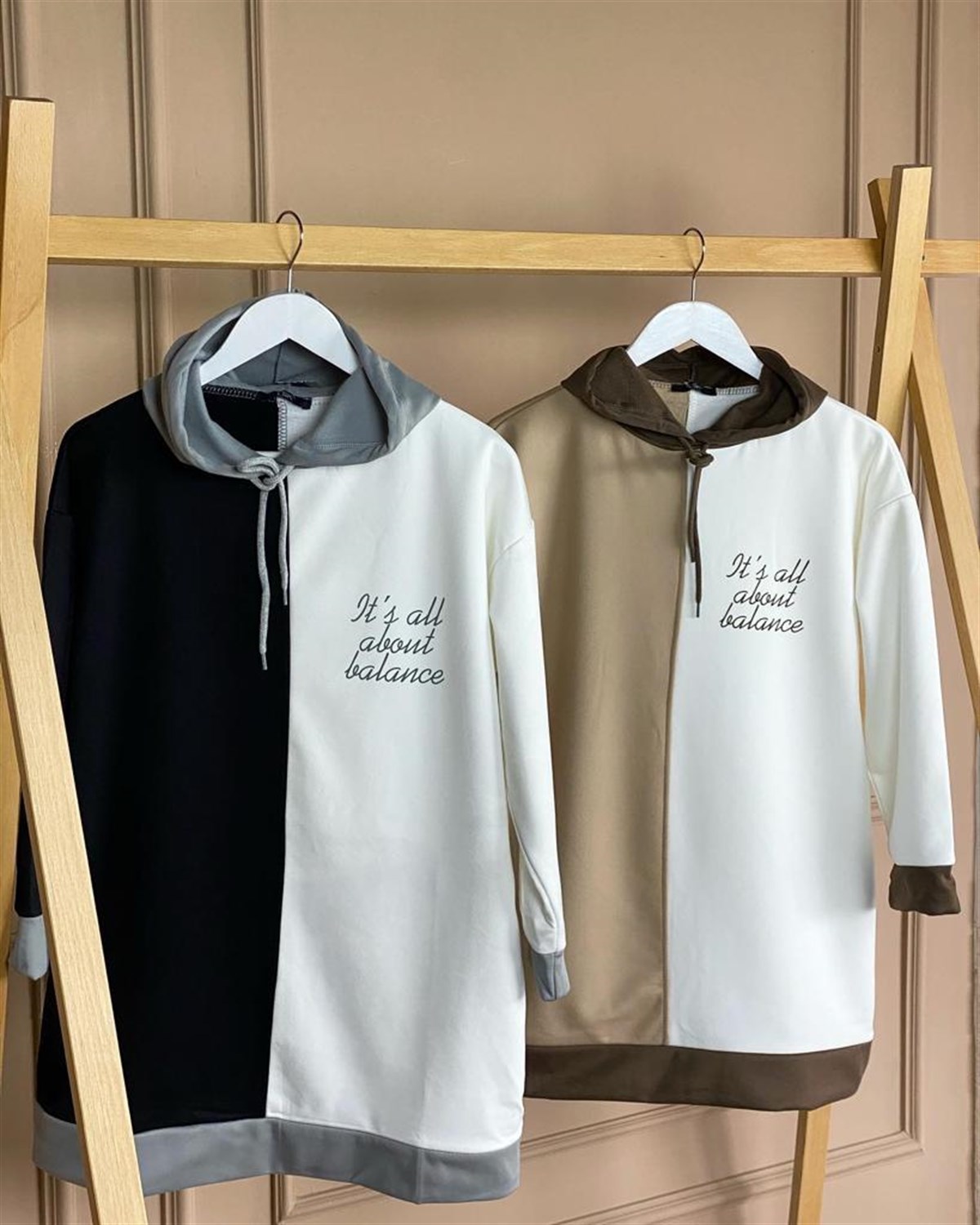 Yazı Detaylı Çift Renk Sweat (Siyah)