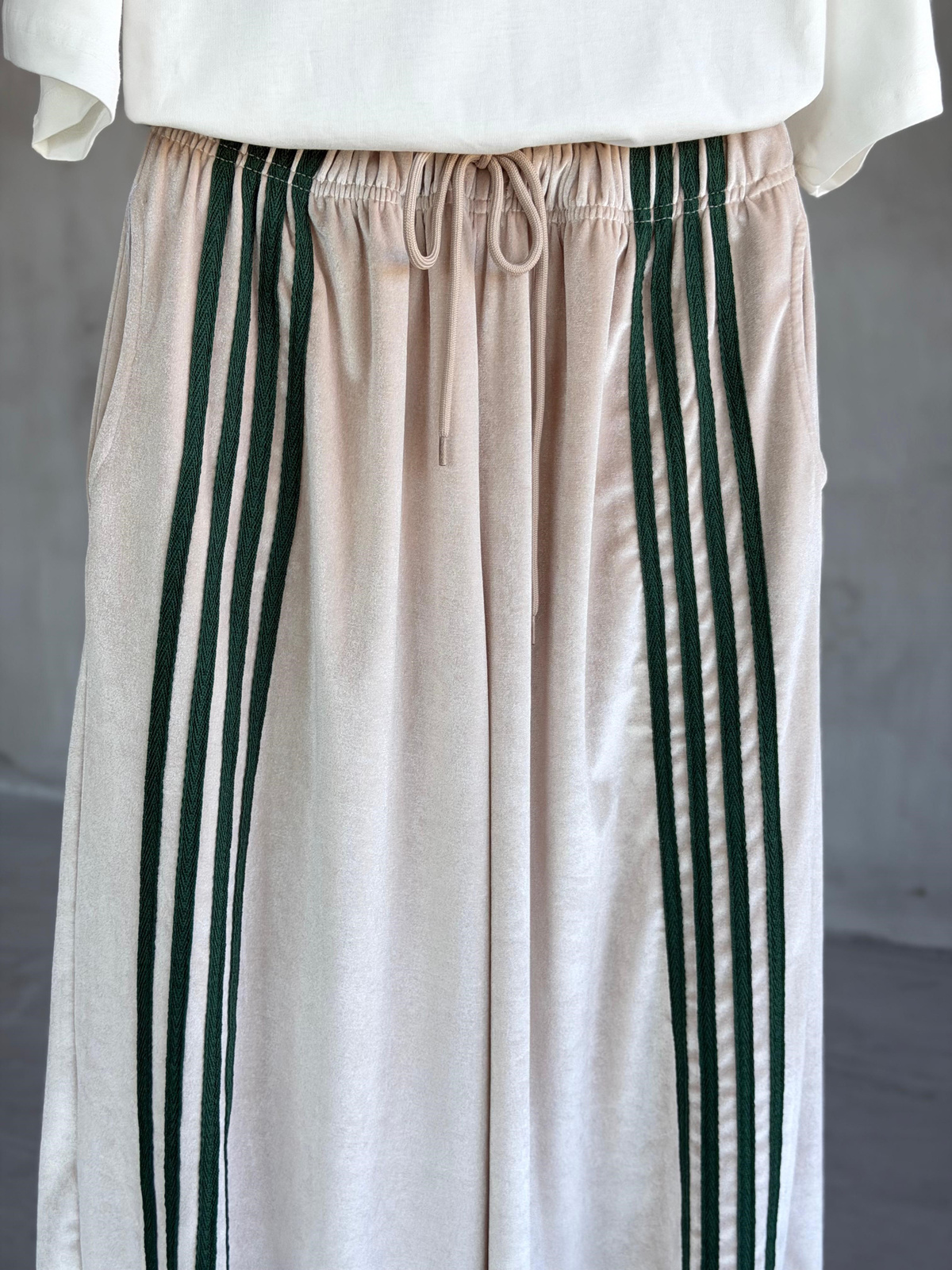 Yeni Sezon İthal Şerit Detaylı Tasarım Pantolon (Bej)