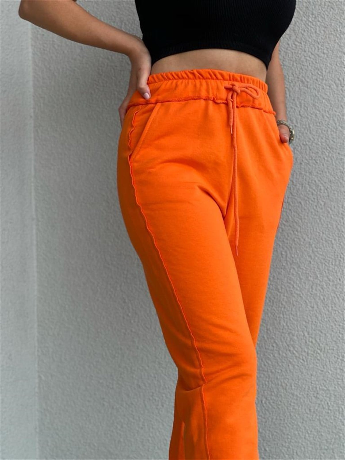 Yüksek Bel Eşofman Pantolon (Oranj)