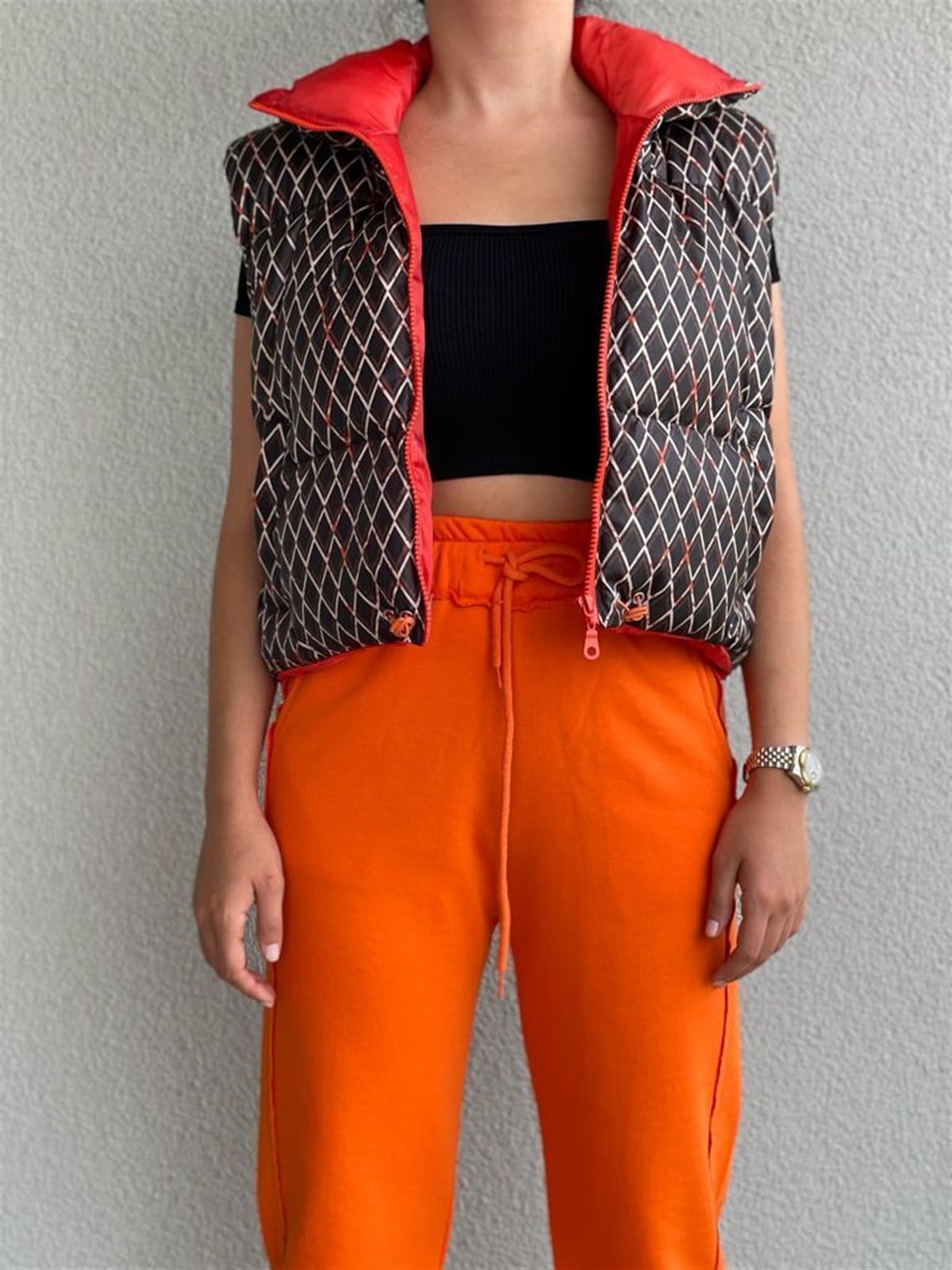 Yüksek Bel Eşofman Pantolon (Oranj)