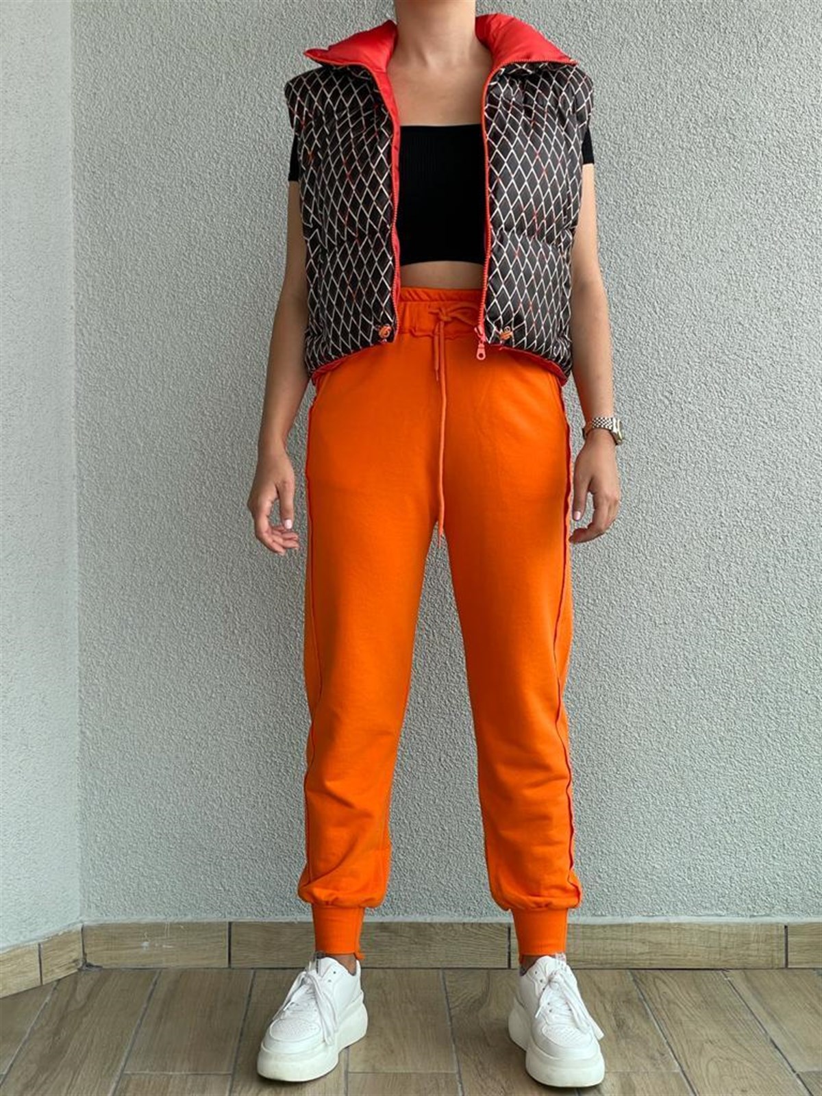 Yüksek Bel Eşofman Pantolon (Oranj)