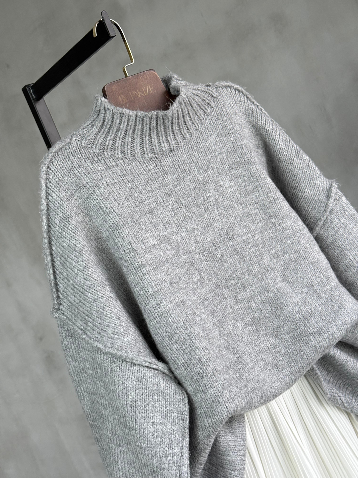 Yumoş Dış Dikişli Oversize Kazak (Gri)