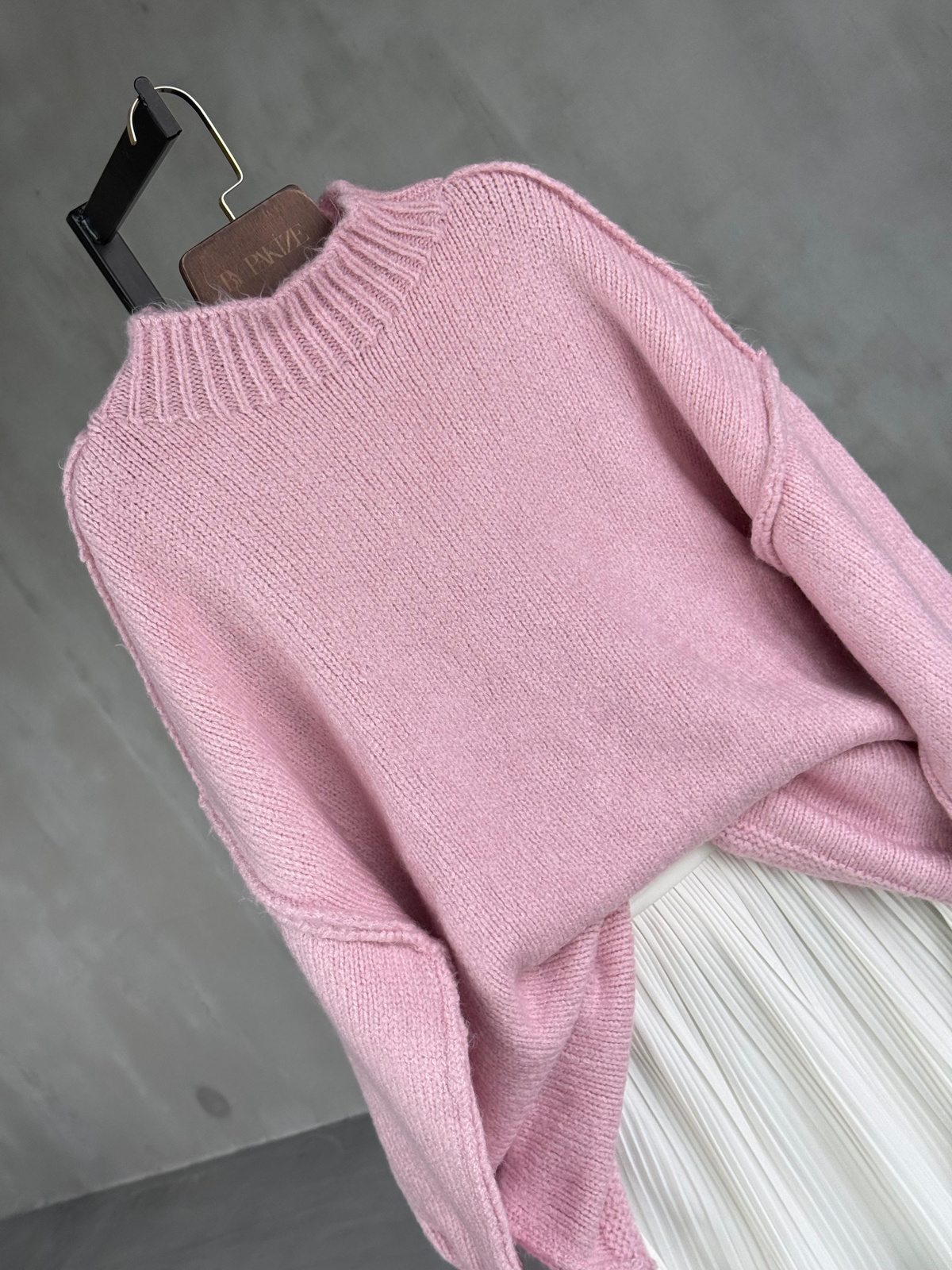 Yumoş Dış Dikişli Oversize Kazak (Pembe)