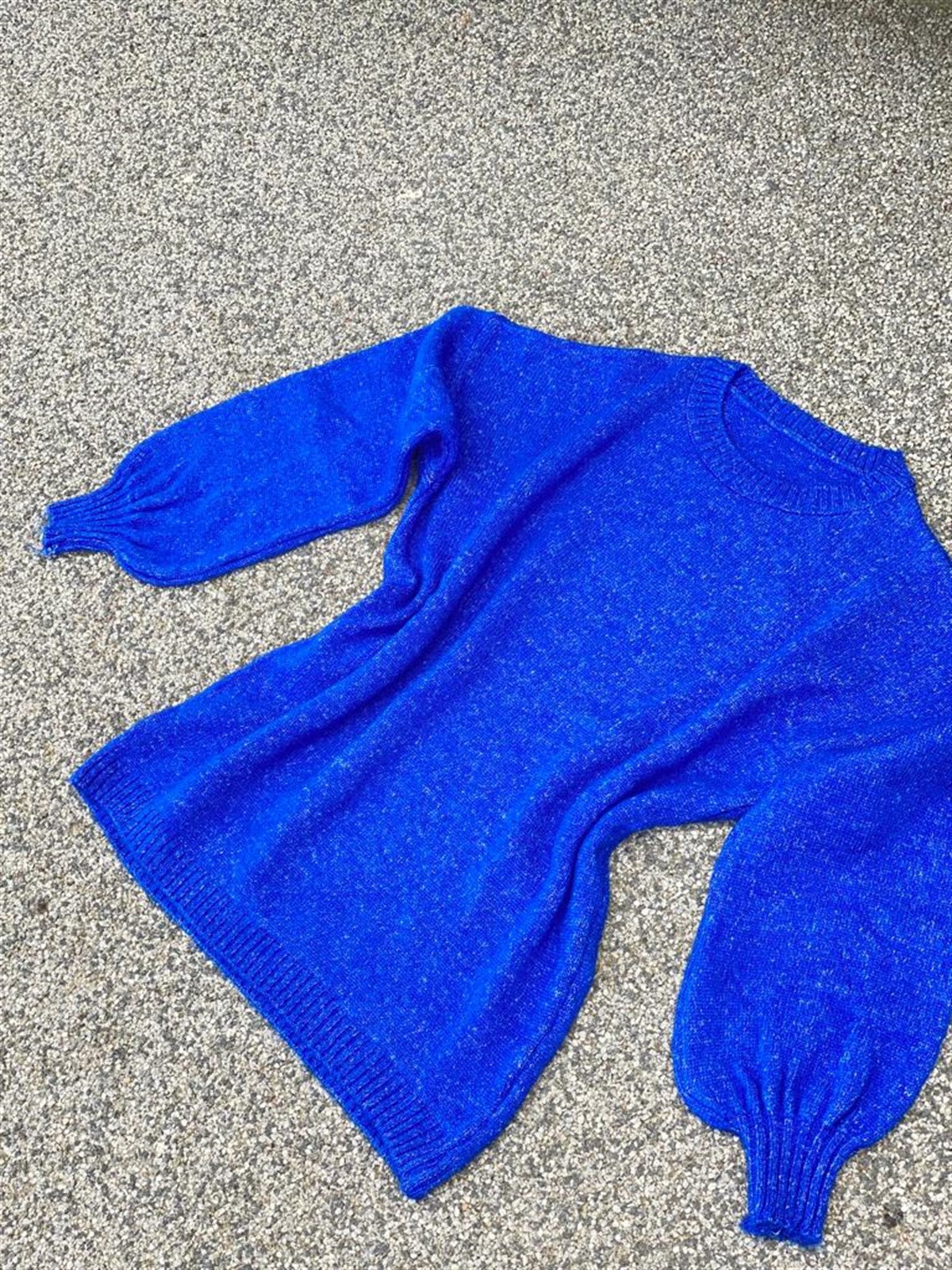 YUMOŞ ÖRGÜ KAZAK (SAKS)