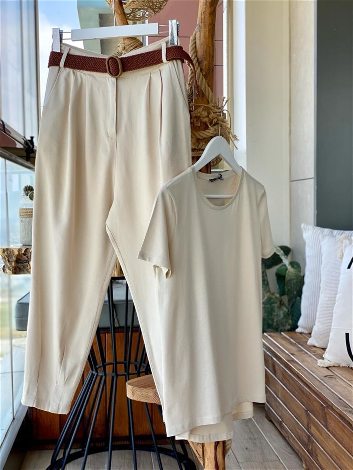 Yumuşak Doku Keten Pantolon (Taş)