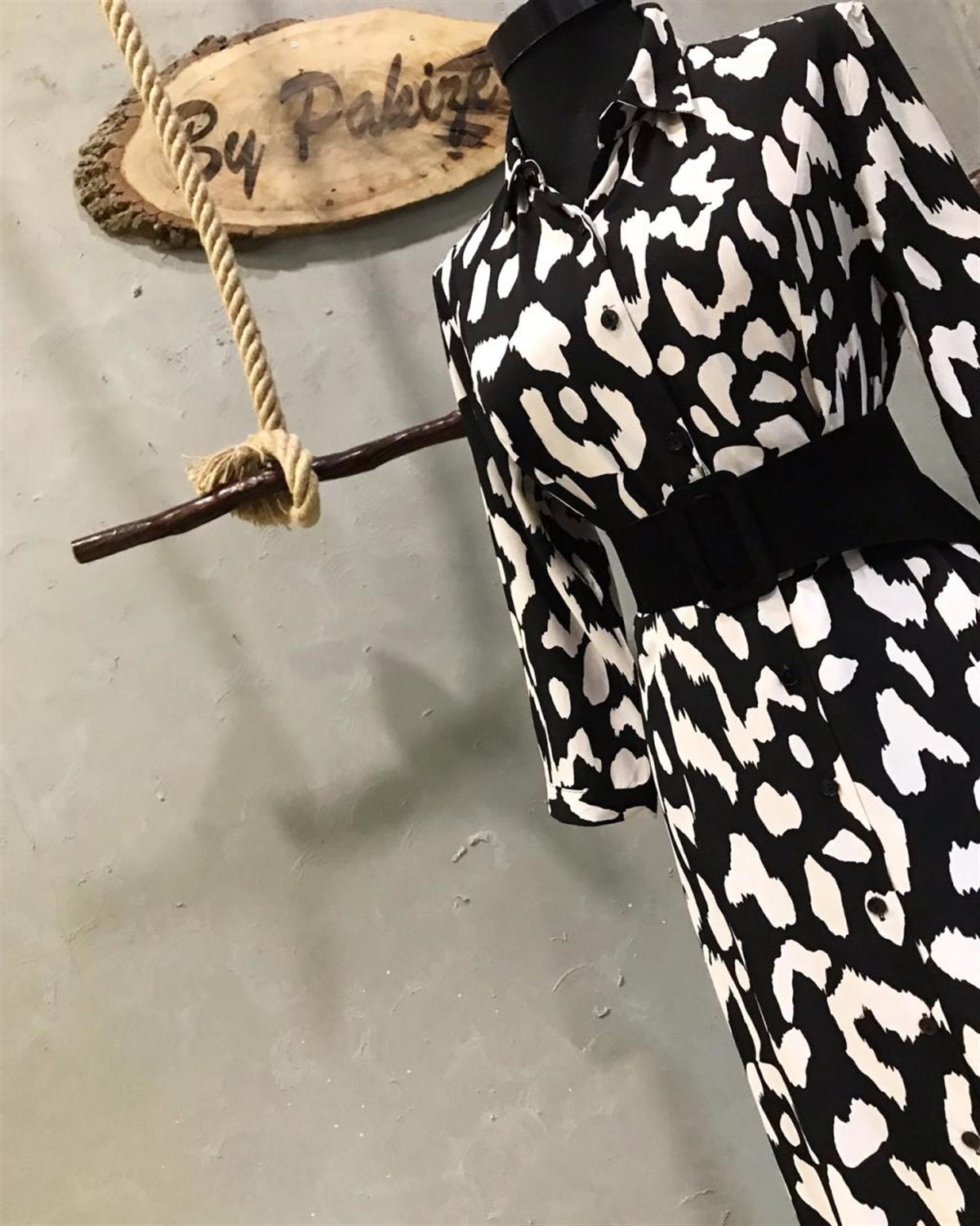 Zebra Desenli Gömlek Elbise