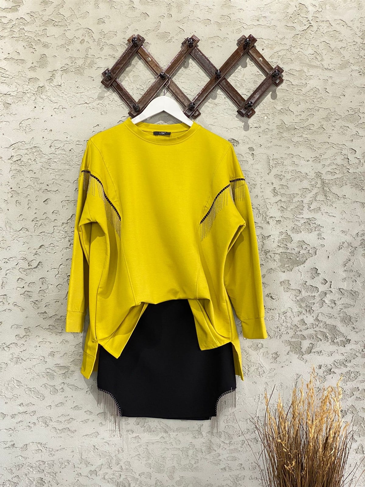 Zincirli Tunik Sweat (Yağ Yeşil)