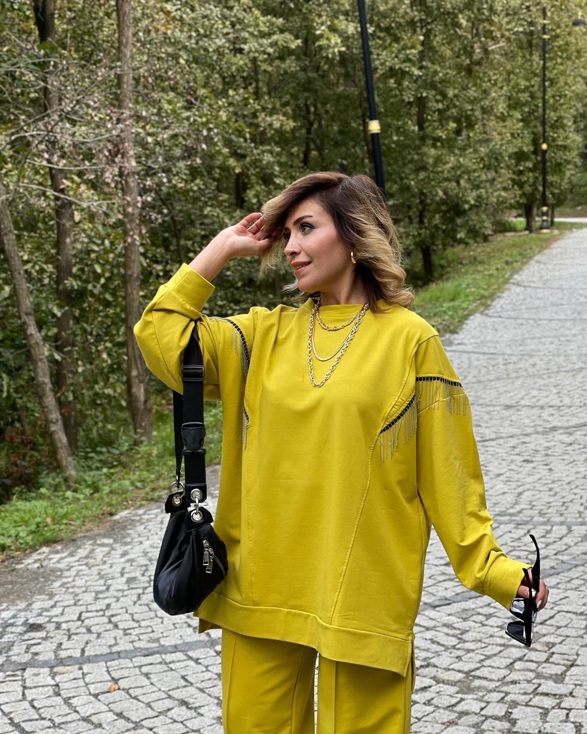 Zincirli Tunik Sweat (Yağ Yeşil)