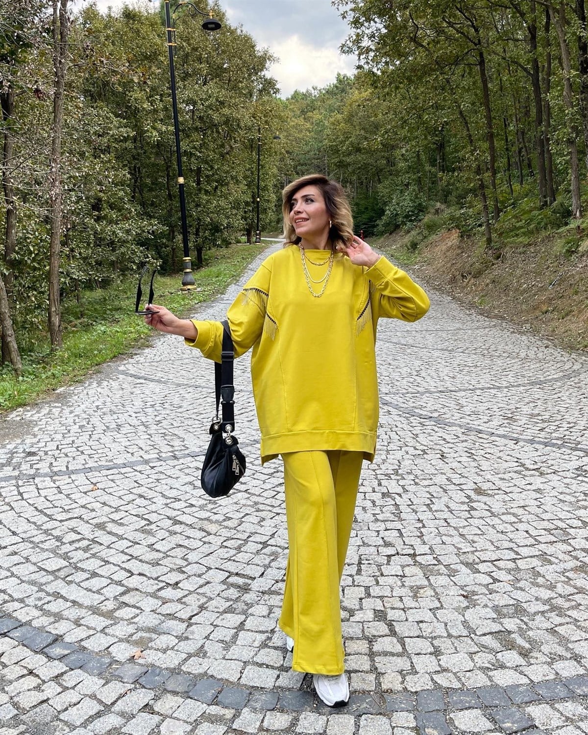 Zincirli Tunik Sweat (Yağ Yeşil)