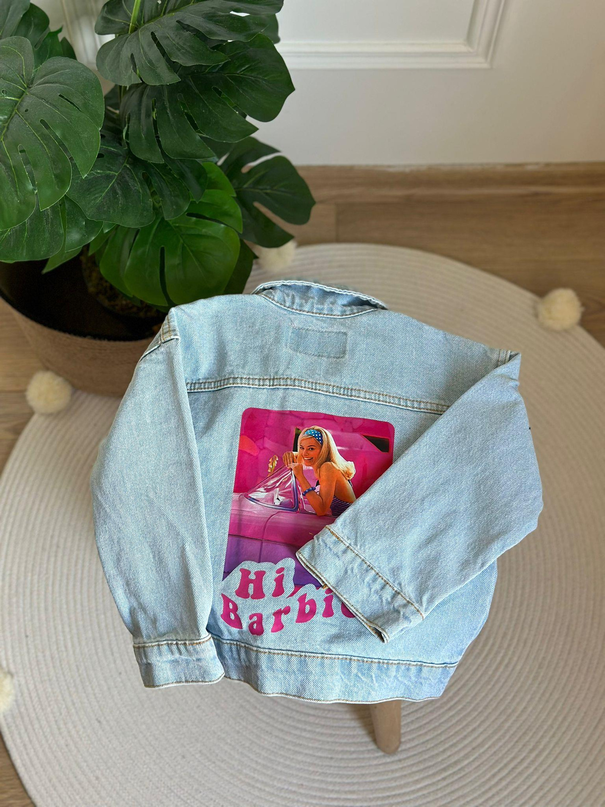 Barbie Baskılı Kot Ceket