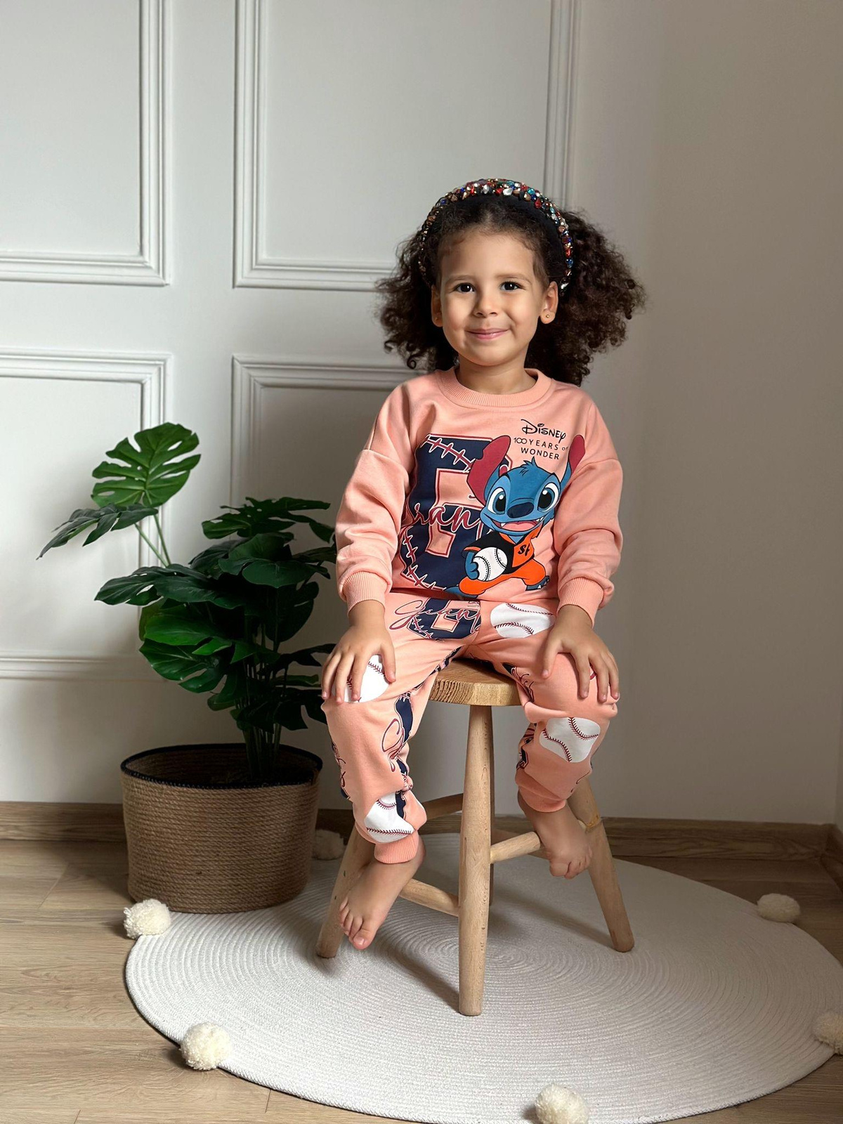 Beyzbolcu Stitch Pembe Eşofman Takımı
