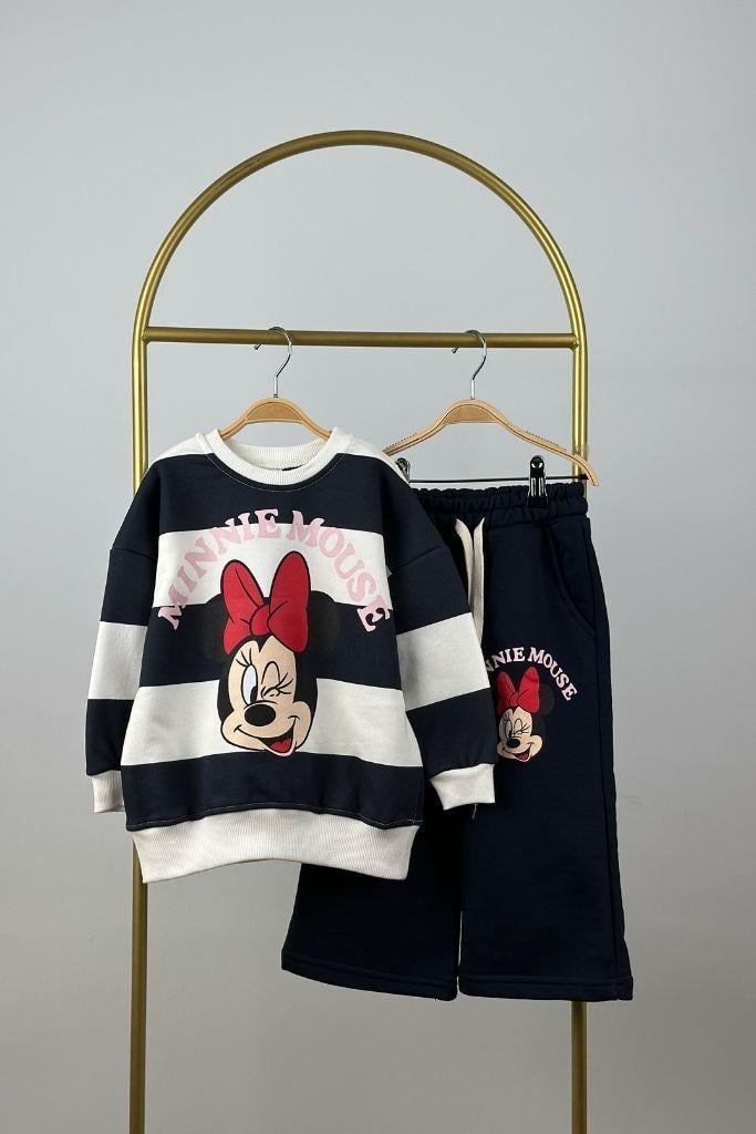 Çizgili Minnie Mouse Baskılı Eşofman Takımı