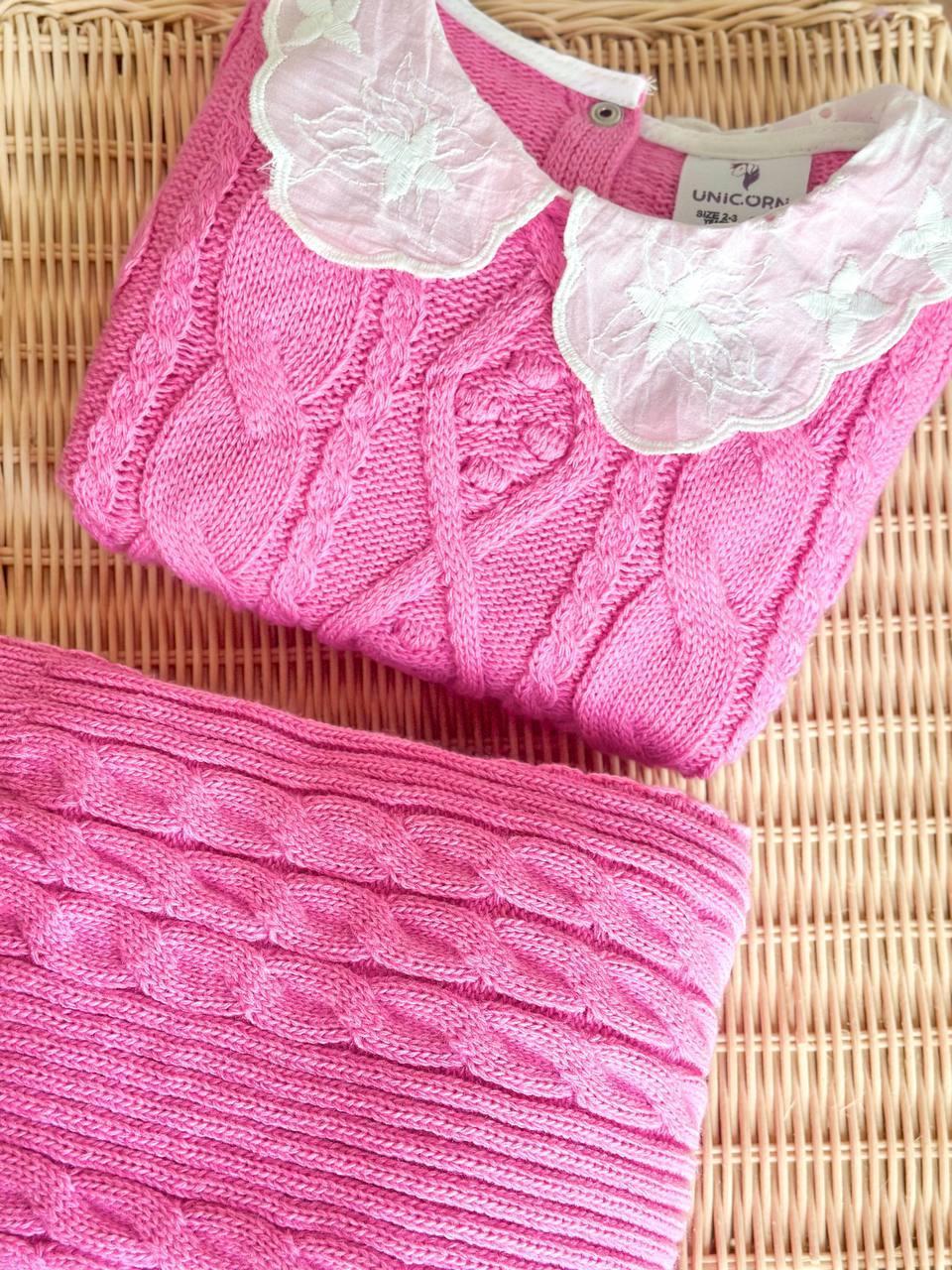 Dantel İşlemeli Triko Takım