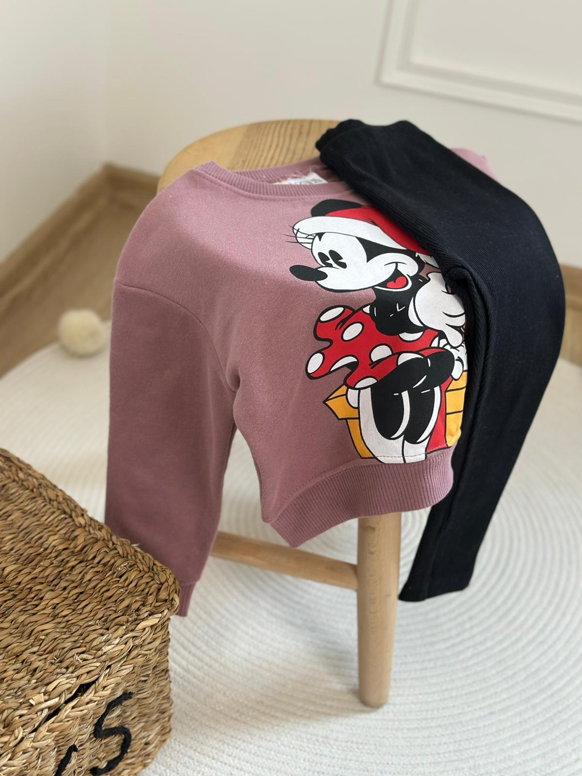Happy Christmas Minnie Baskılı Taytlı Takımı