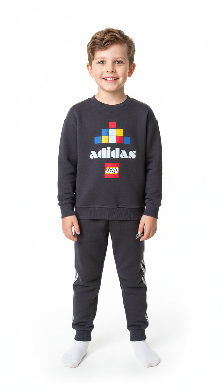 Kare Detaylı Lego Spor Logo Baskılı Eşofman Takımı