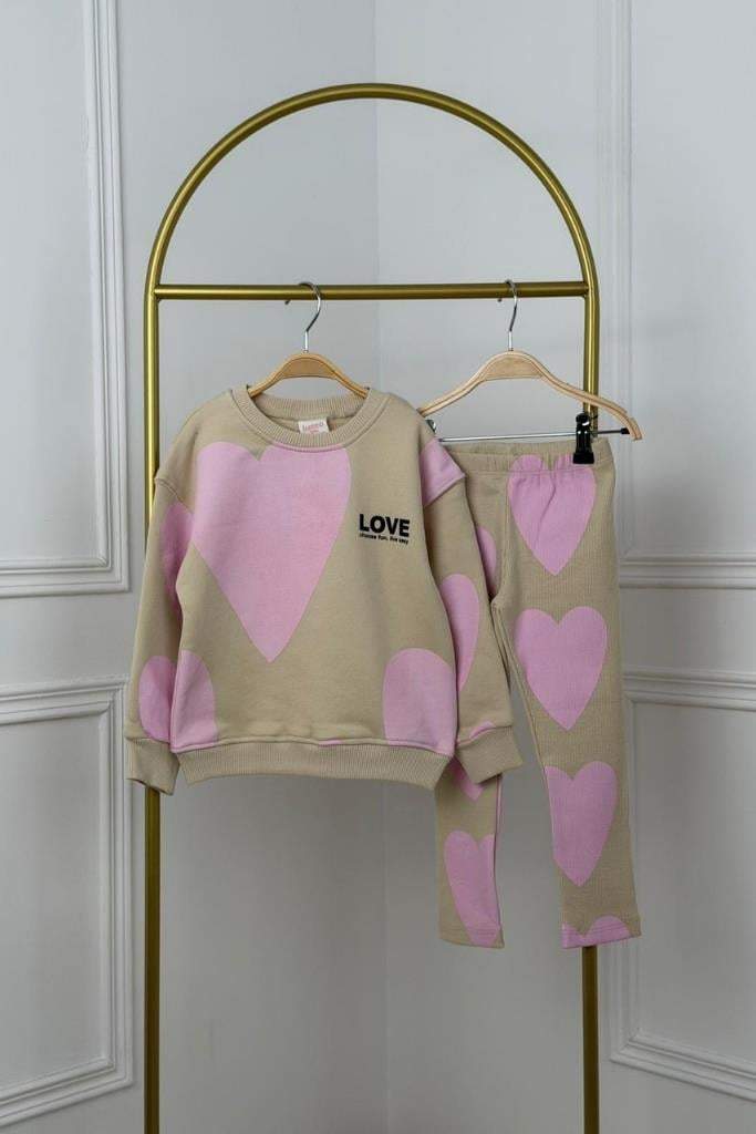 Love Heart Baskılı Eşofman Takımı