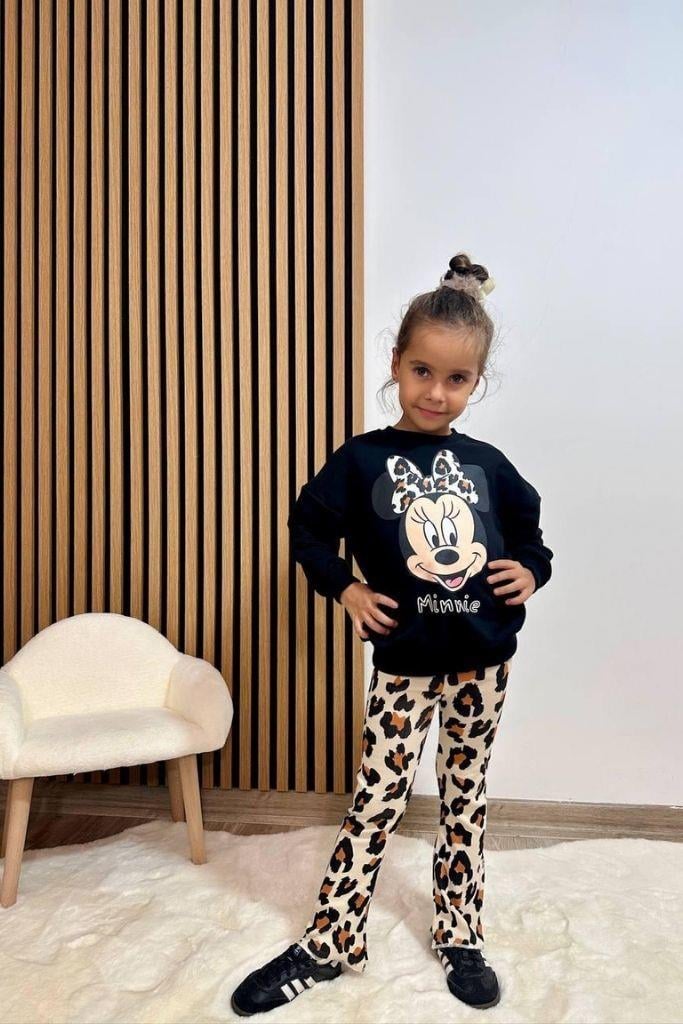 Minne Leopar Detaylı Taytlı Takım