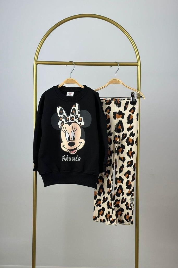 Minne Leopar Detaylı Taytlı Takım