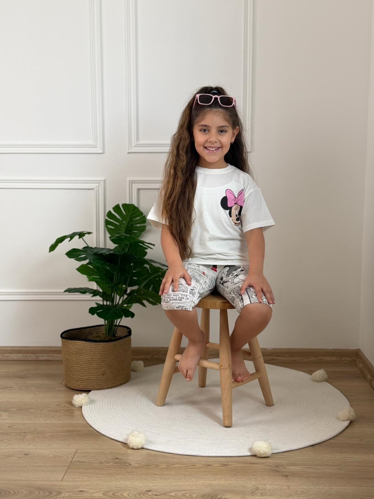 Minnie Sırt Baskılı Taytlı Takım