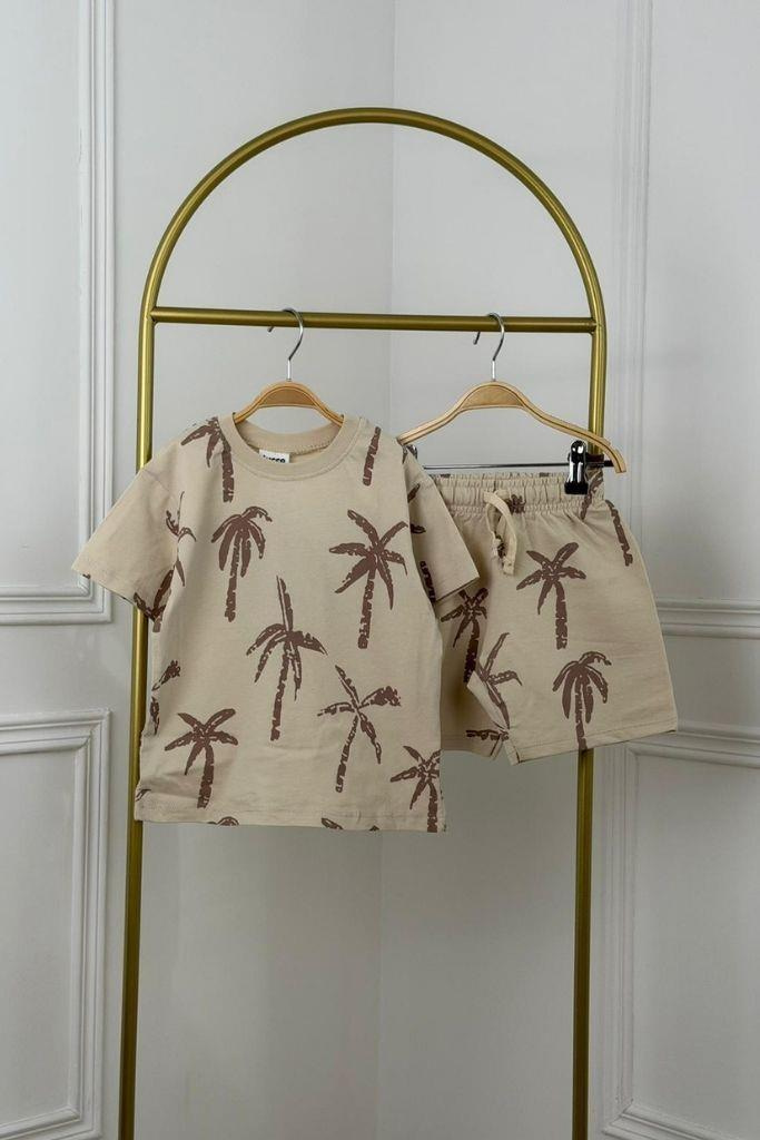Palmiye Baskılı Şortlu Takım