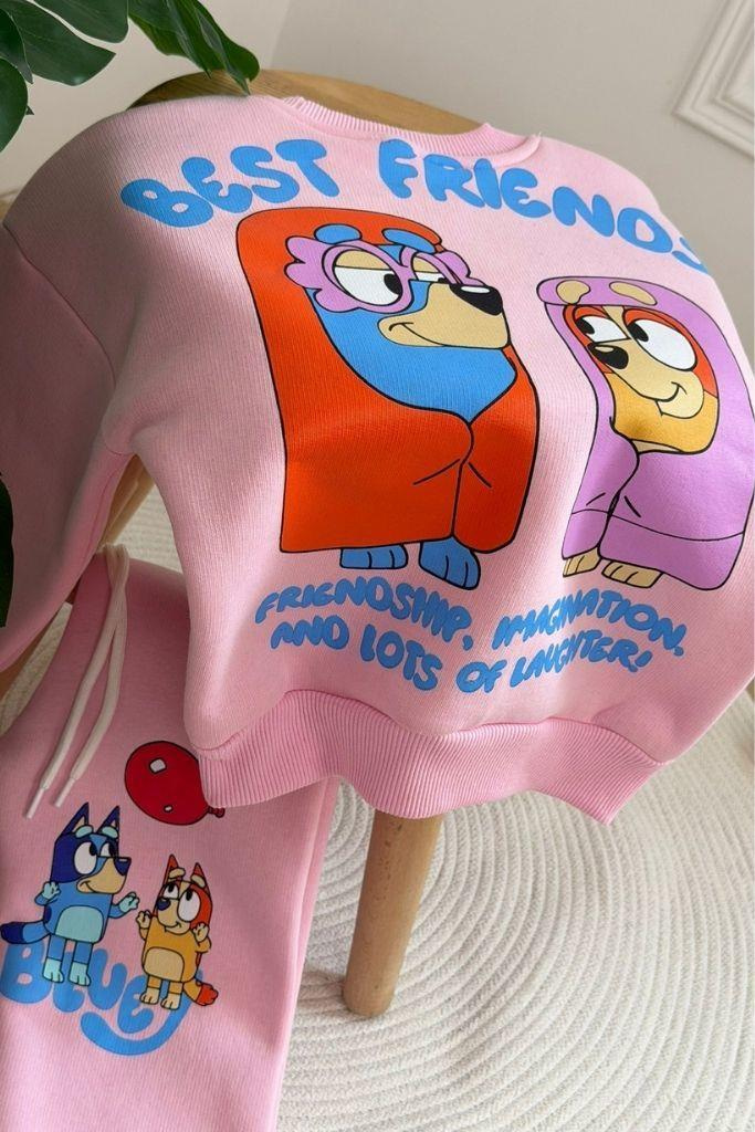 Pembe Bluey Baskılı Eşofman Takımı