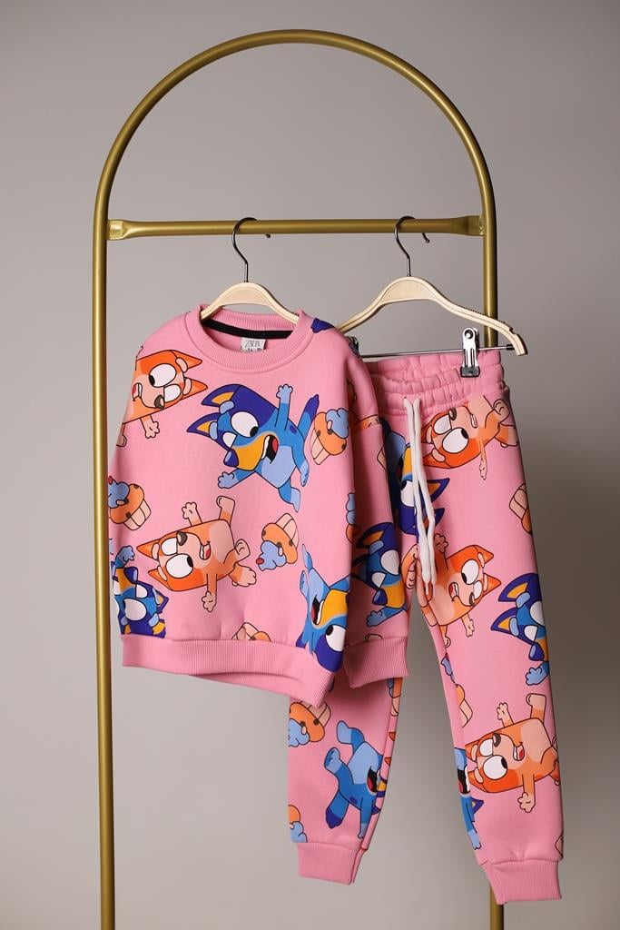 Pembe Bluey Figür Baskılı Eşofman Takımı