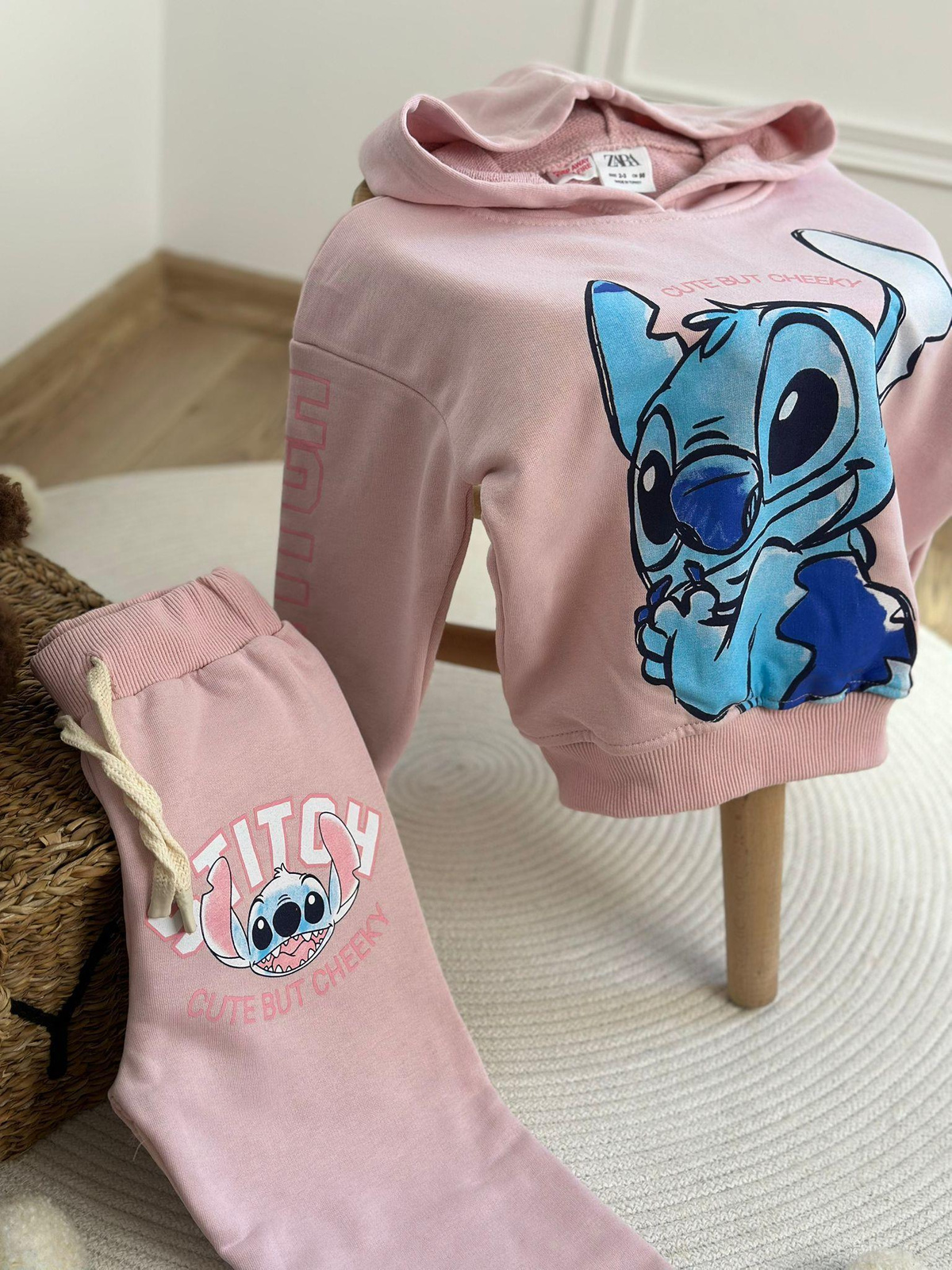 Pembe Stitch Baskılı Eşofman Takımı