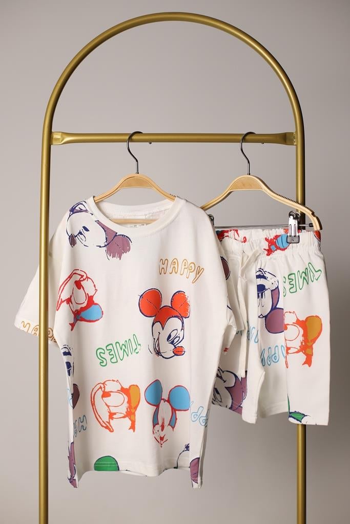 Renkli Mickey Mouse Baskılı Takım