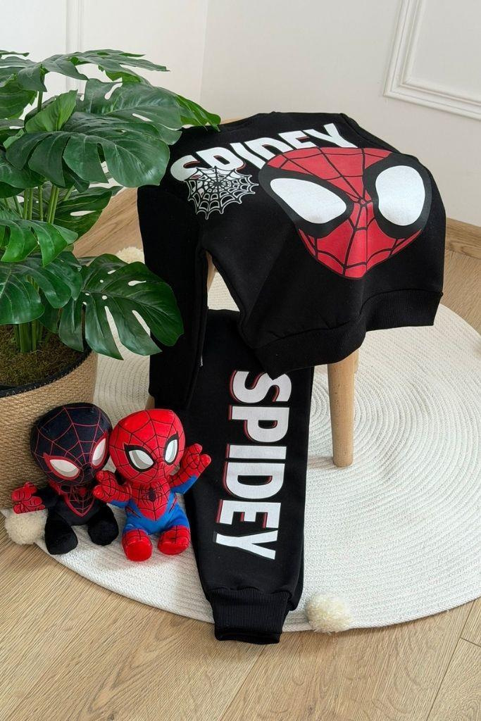 Siyah Spidey Baskılı Eşofman Takımı