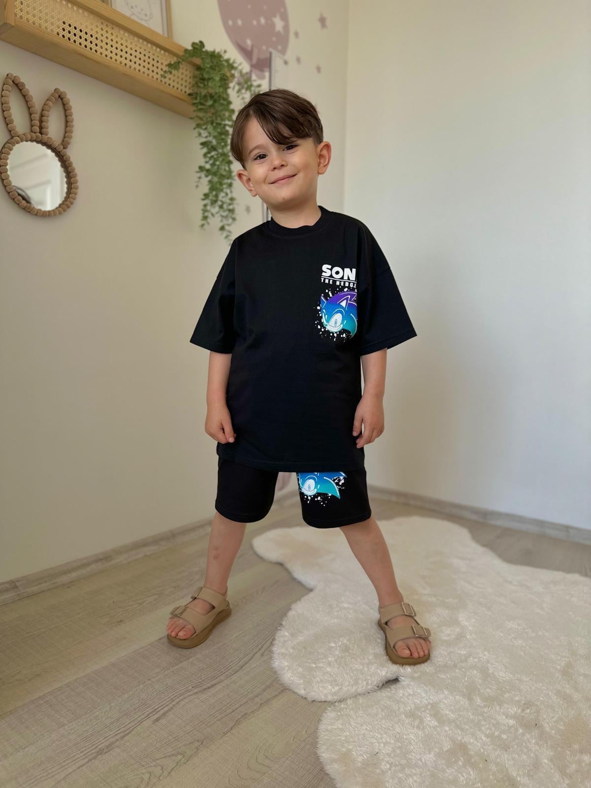 Sonic Press Start Şortlu Takım