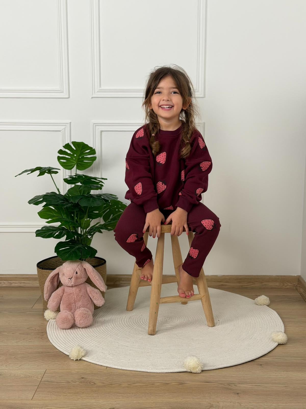 Strawberry Basklı Taytlı Takım