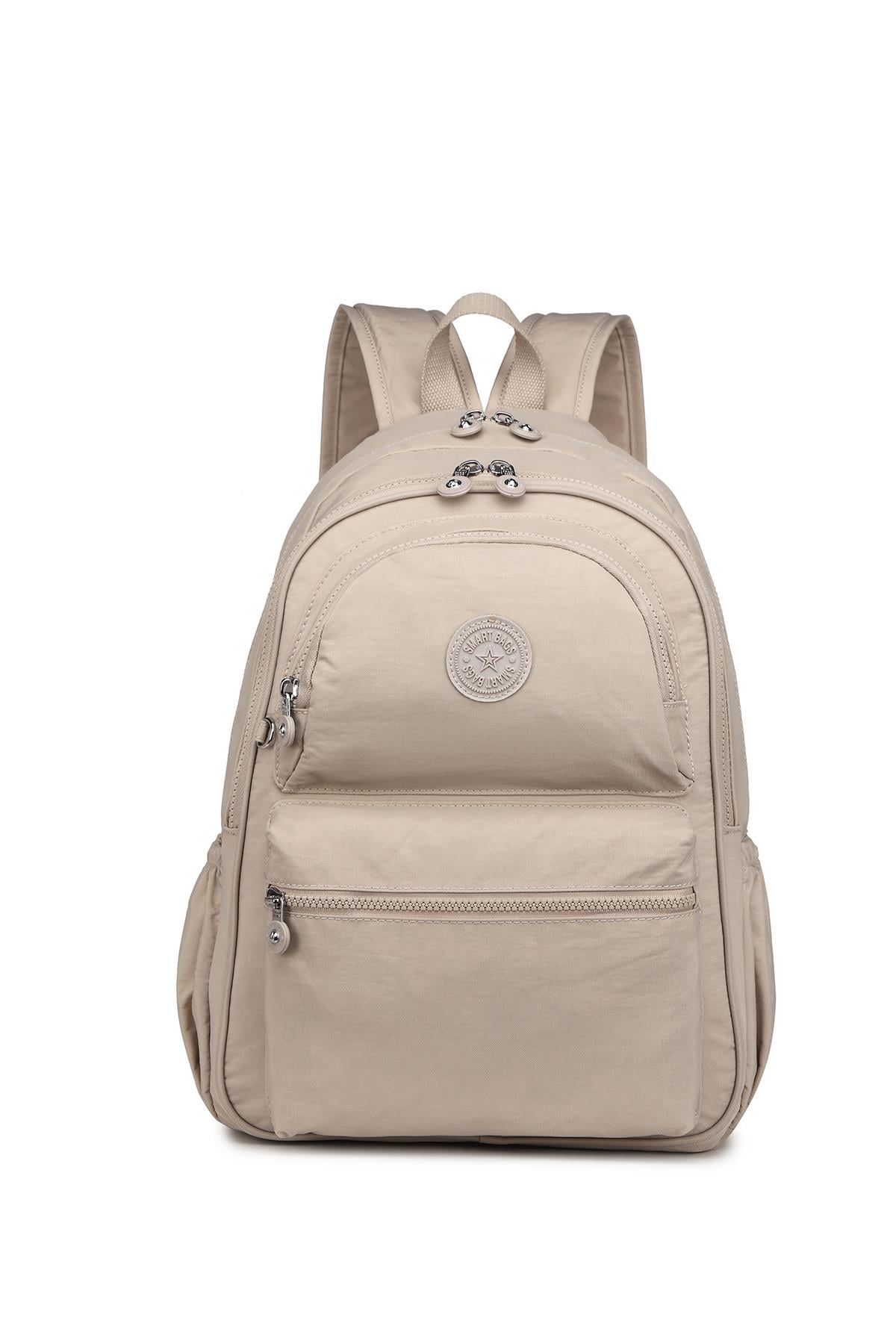 SMARTBAGS KRİNKIL KUMAŞ BÜYÜK BOY KADIN SIRT ÇANTASI 2022-1050 BEJ