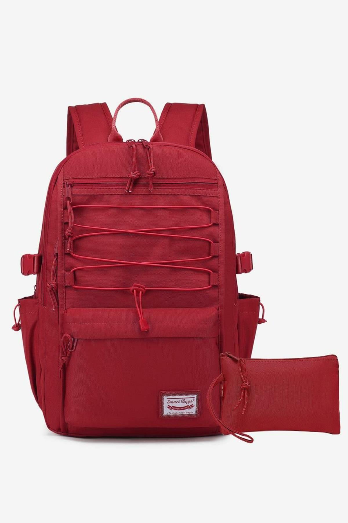 SMARTBAGS OKUL BOYU SIRT ÇANTASI KALEM KUTUSU HEDİYELİ 2022-3156 VİŞNE