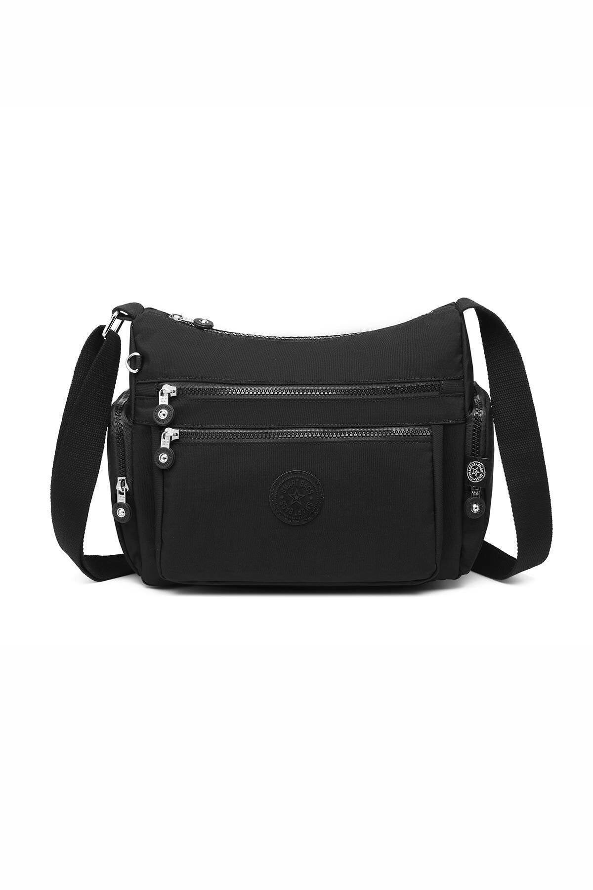 SMARTBAGS KRİNKIL KUMAŞ KADIN ÇAPRAZ ÇANTA 1115 SİYAH