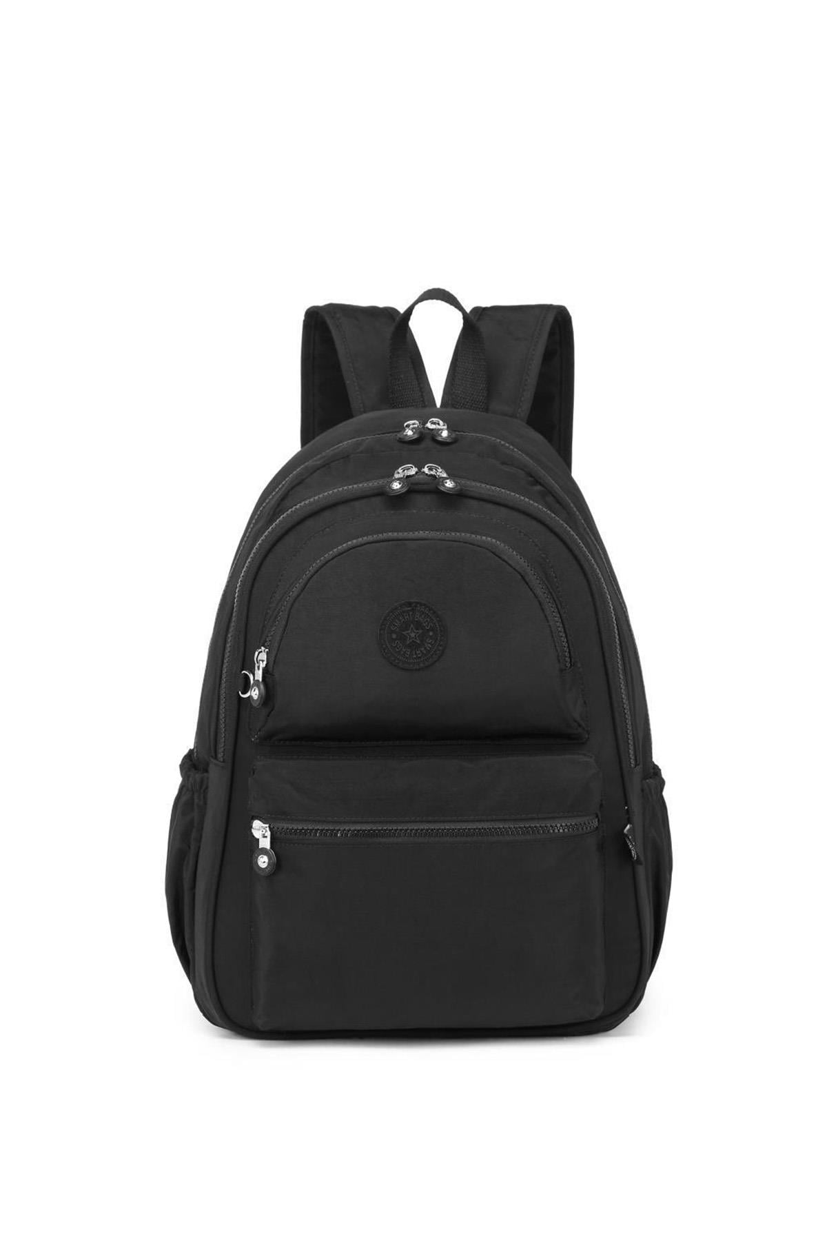 SMARTBAGS KRİNKIL KUMAŞ BÜYÜK BOY KADIN SIRT ÇANTASI 2022-1050 SİYAH
