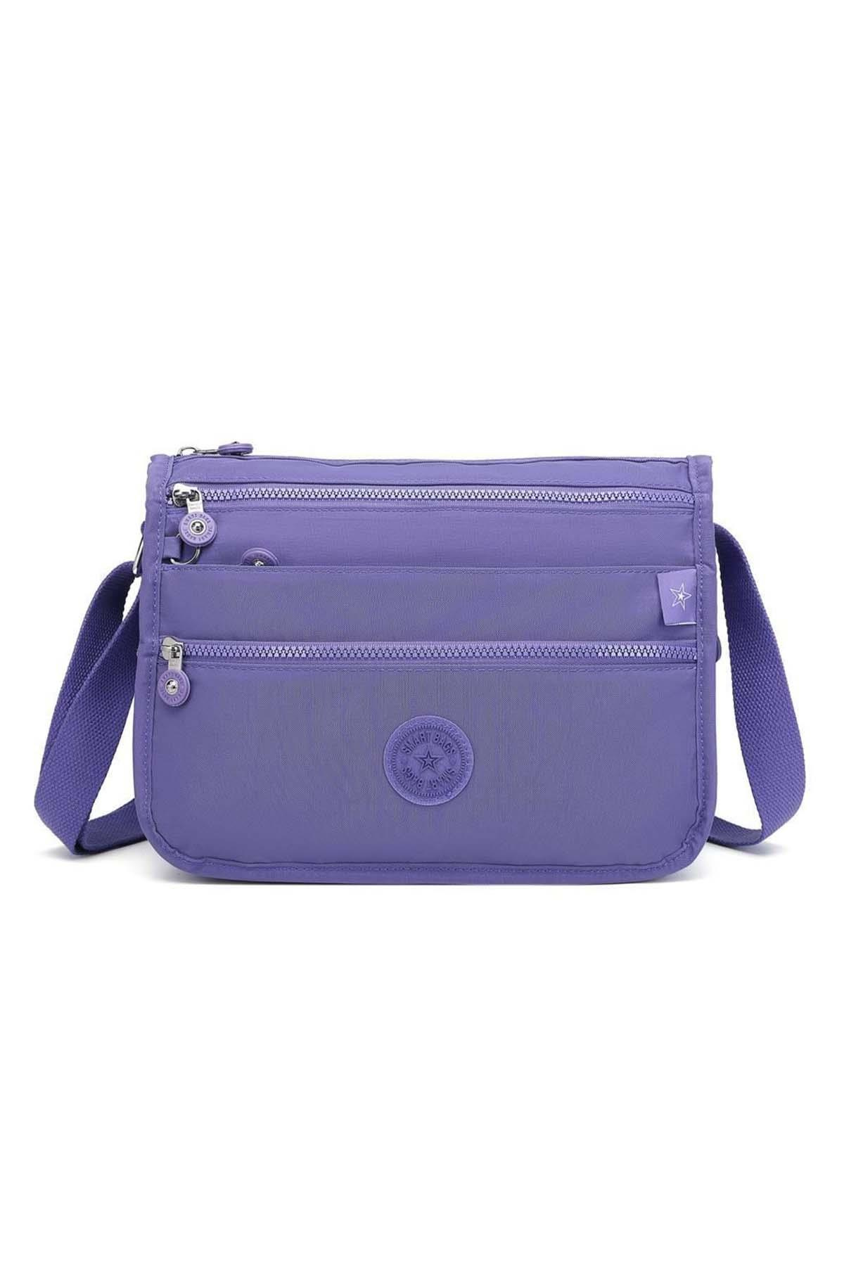 SMARTBAGS KIRİNKIL KUMAŞ KADIN POSTACI OMUZ ÇANTASI 2022-1128 MOR