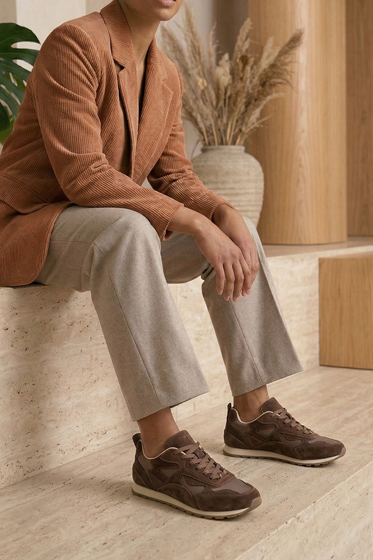 PAOLA İTHAL TABAN HAKİKİ DERİ KADIN SPOR AYAKKABI KAHVE