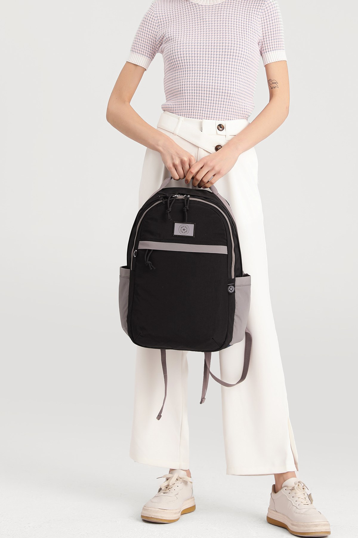 SMARTBAGS BÜYÜK BOY UNİSEKS SIRT ÇANTASI 2022-3182 SİYAH GRİ
