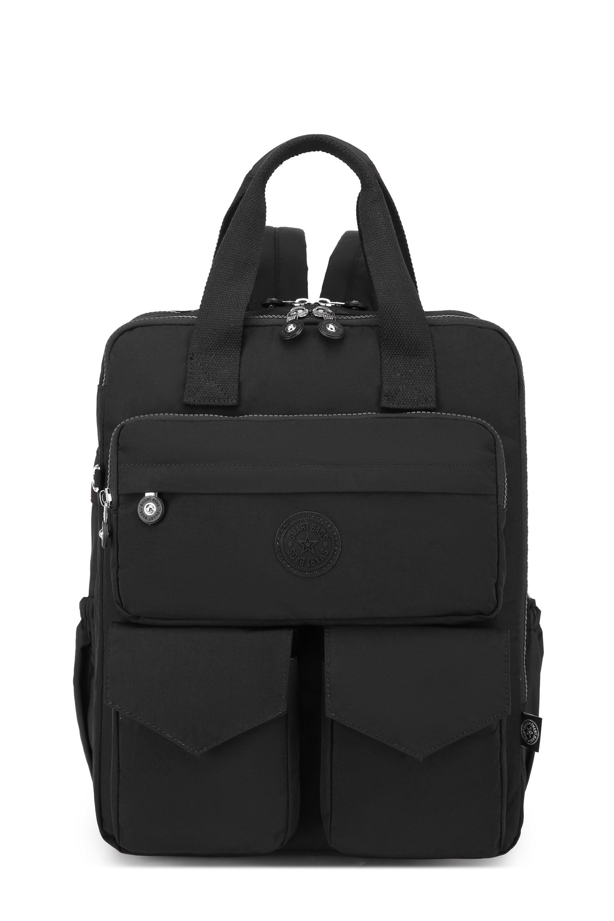 SMARTBAGS BÜYÜK BOY KRİNKIL KUMAŞ KADIN SIRT ÇANTASI 2022-1175 SİYAH