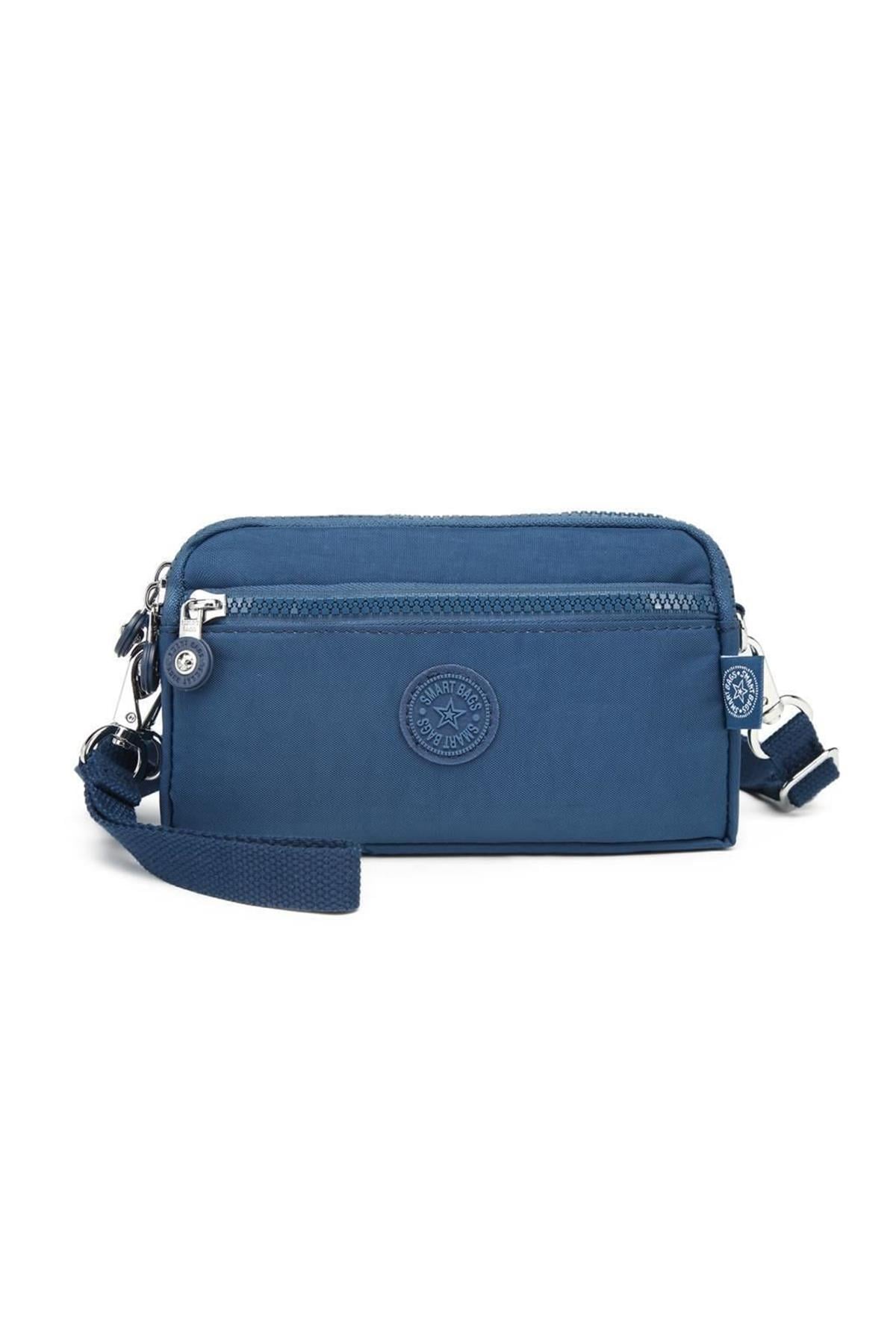 SMARTBAGS MİNİ BOY KRİNKIL KUMAŞ KADIN ÇAPRAZ ÇANTA 2022-1112 LACİVERT